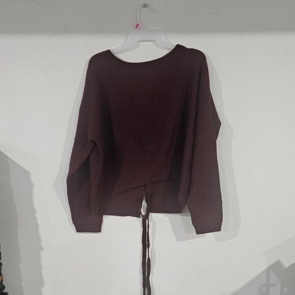 Ambiance Apparel size Large lace up back Purple sweater - Picture 2 of 4